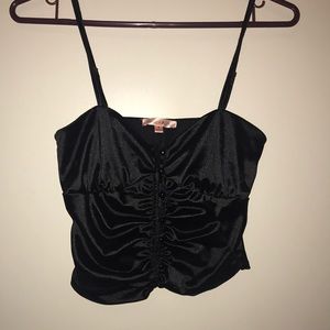 Black cropped satin top